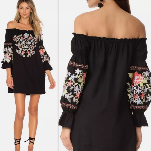 Free People |  Fleur Du Jour Embroidered Off-Shoulder Dress | Small - Picture 16 of 16
